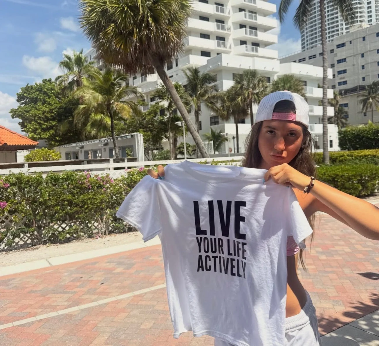 Living life actively on a palm-lined Miami street
